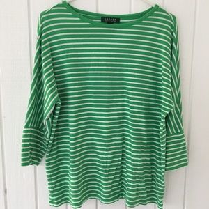 Ralph Lauren green stripe knit top, size 1X